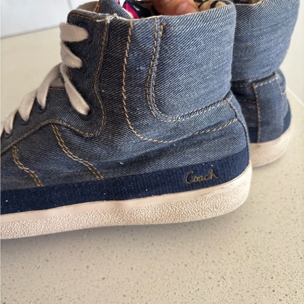 Coach  Ellis Denim Poppy High Top Women Sneakers Shoes Size 7 B